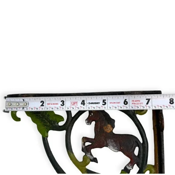 Vintage 1970s Cast Iron Jumping Horse Shelf Brackets Painted Rustic Equestrian - Picture 7 of 10